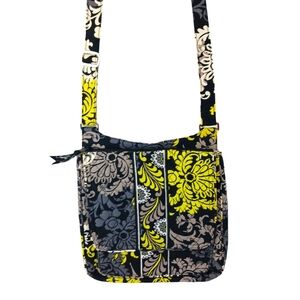 Vera Bradley Crossbody Hipster Large Black Yellow Baroque Retired Print